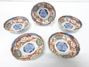 古伊万里　染錦　金彩赤絵　なます皿　5客